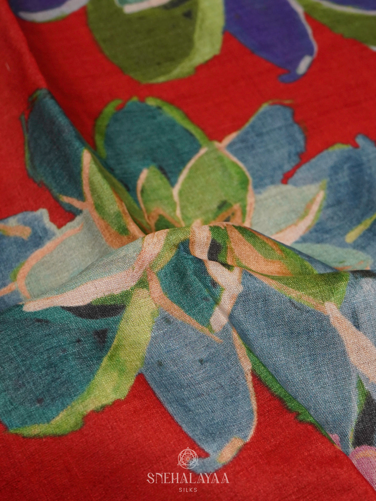 Red Tussar Saree