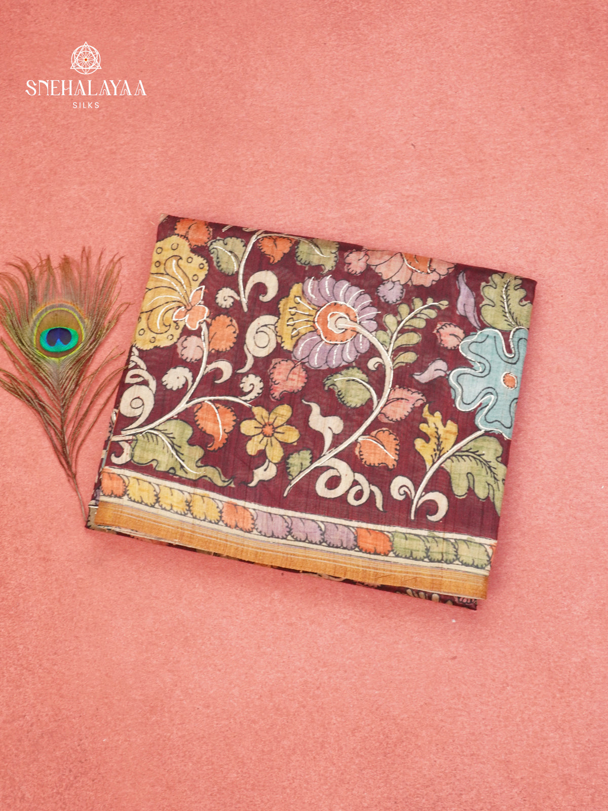 Brown Munga Tussar Saree