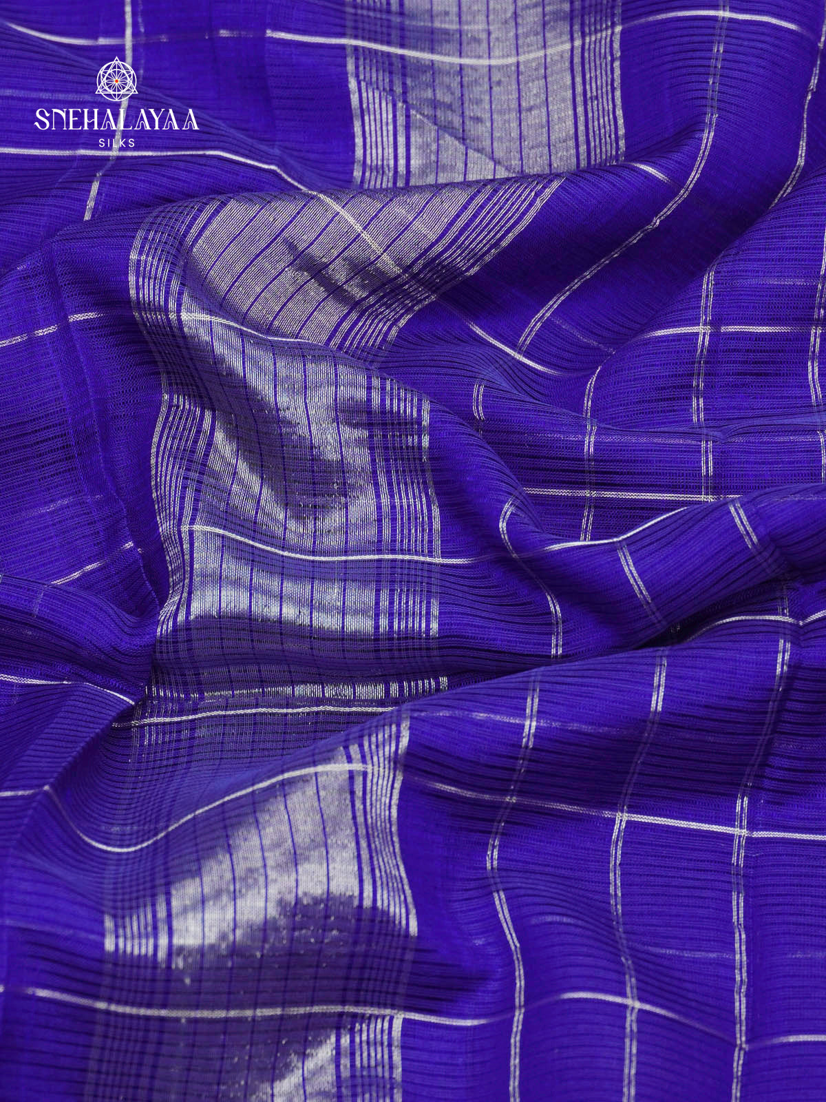 Royal Blue Mangalagiri Silk Cotton Saree with Ikat Border