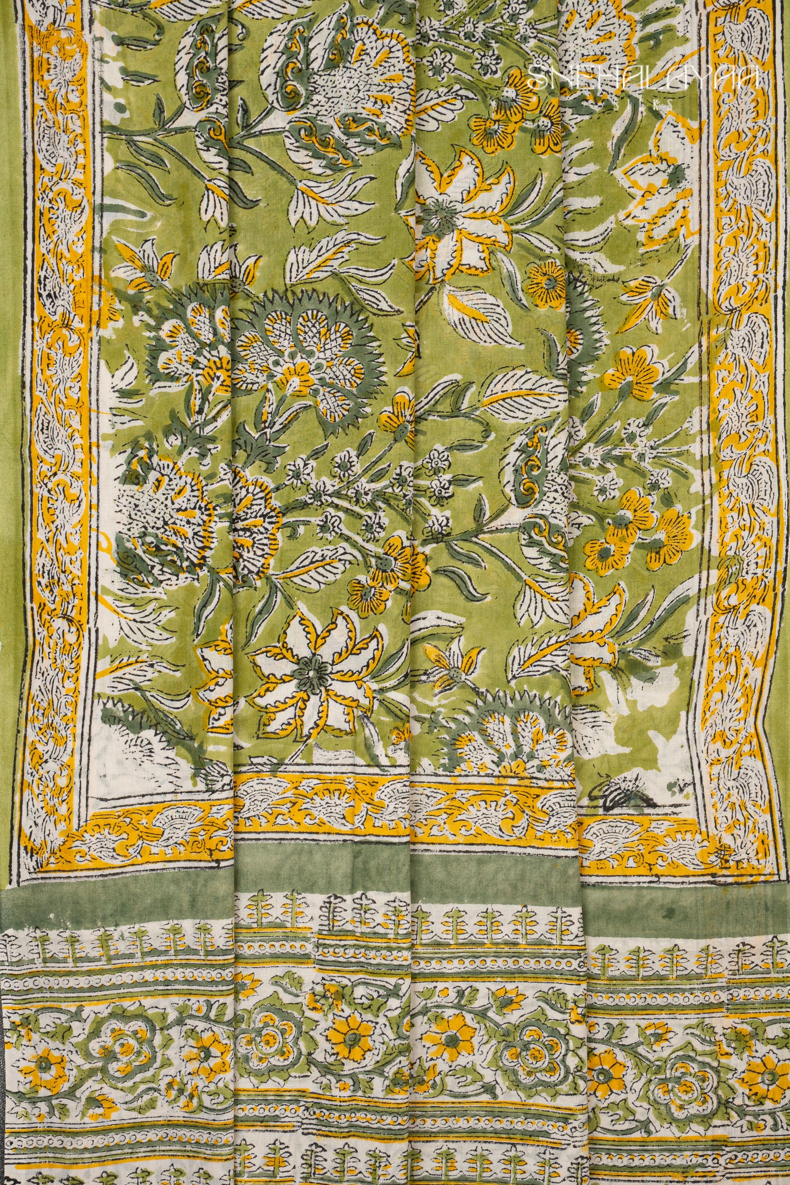 Pear Green Jaipur Cotton Saree