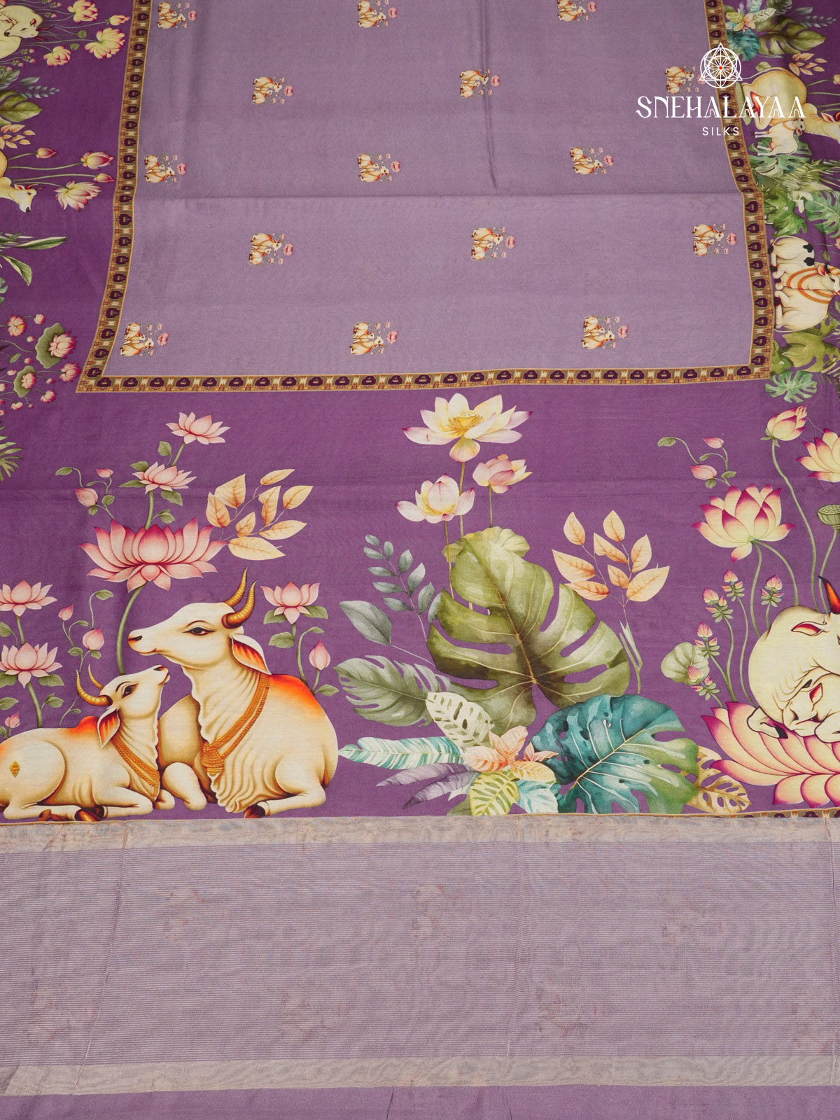 Lilac Chiniya Silk Saree