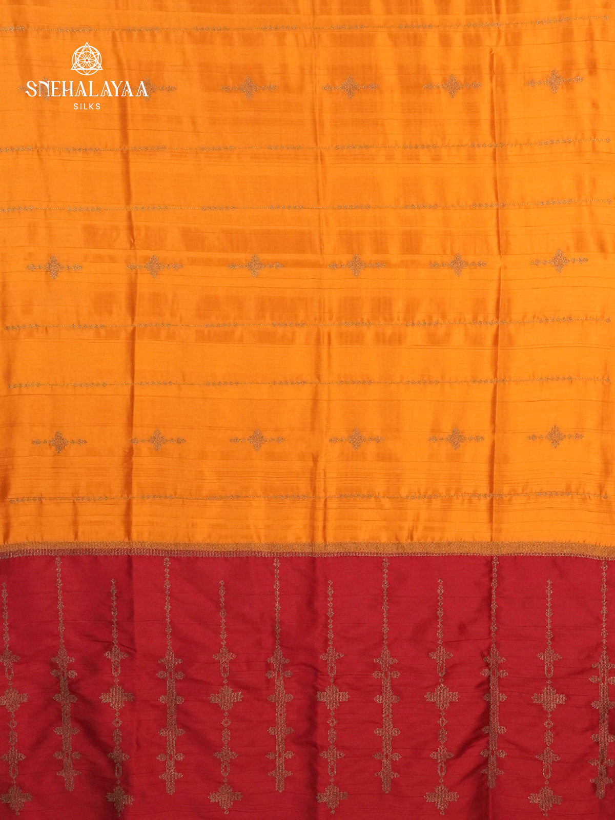 Mango Yellow Soft Tussar Embroidery Saree