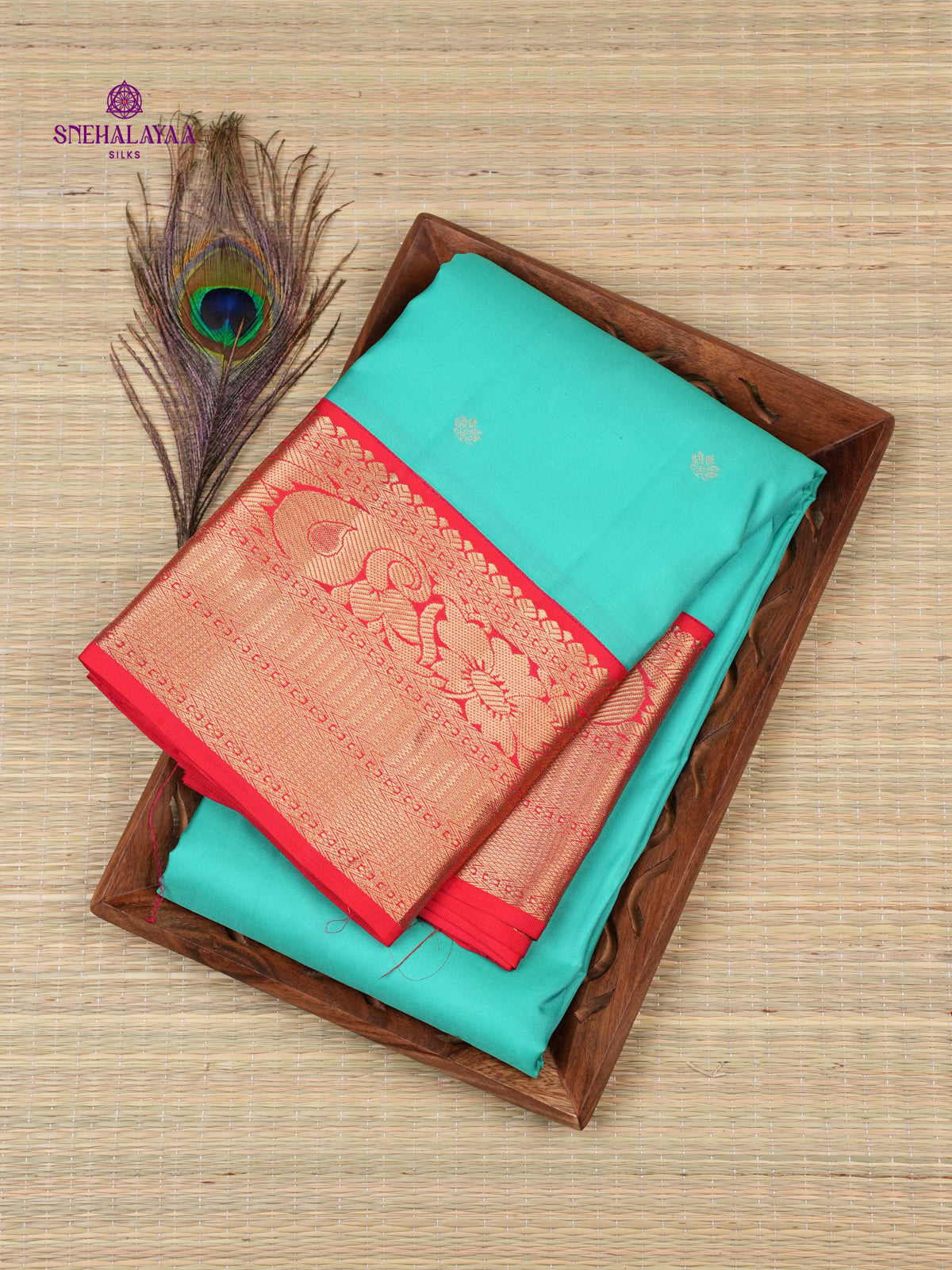 Teal Blue Kanjivaram Silk Saree