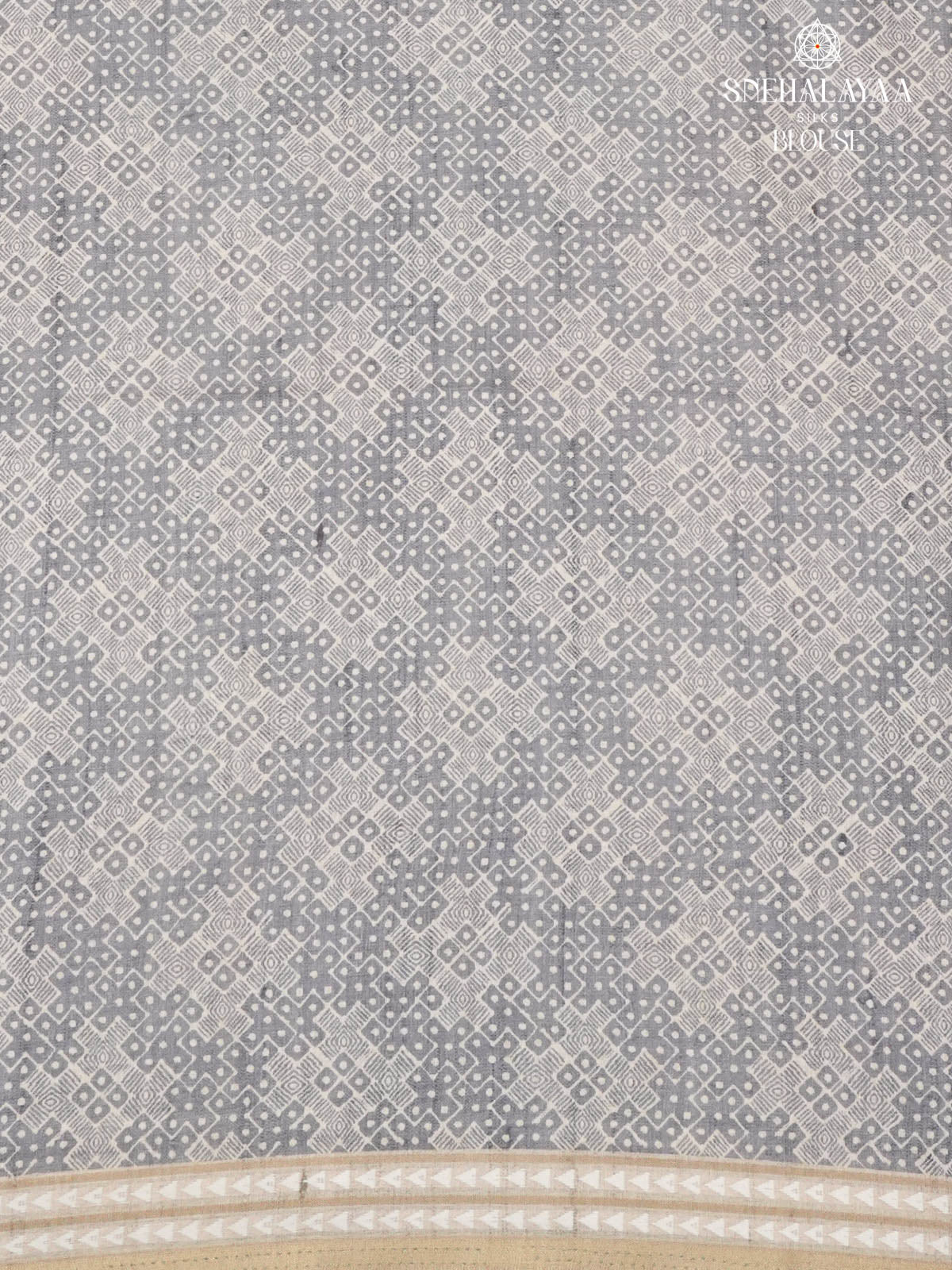 Off White Printed Tussar Saree