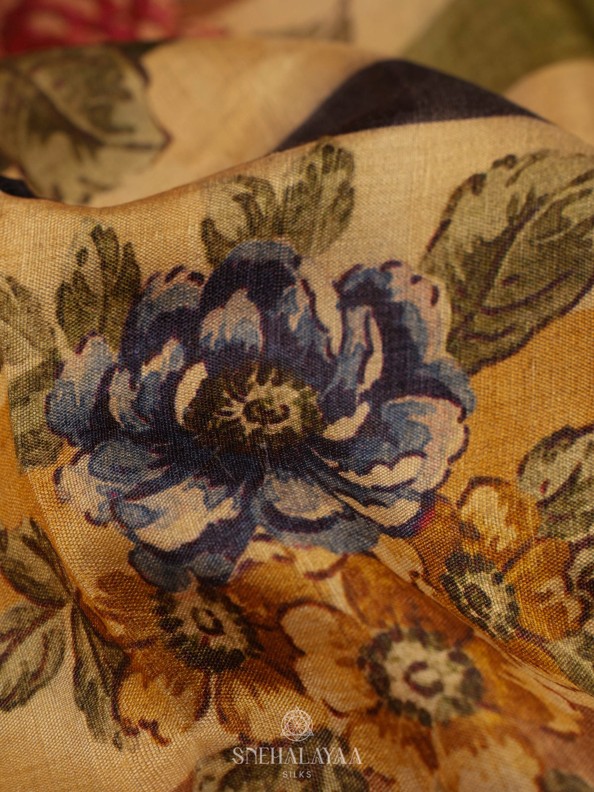 Beige Munga Tussar Saree with Purple Border