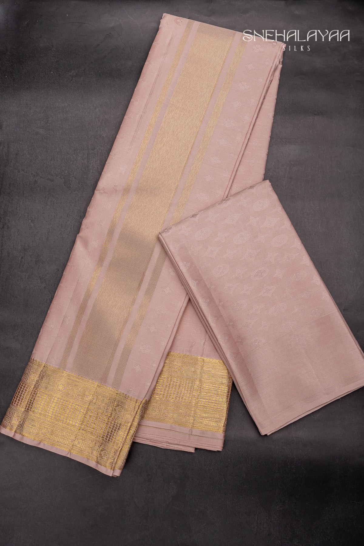 Light Peach Silk Dhoti Set