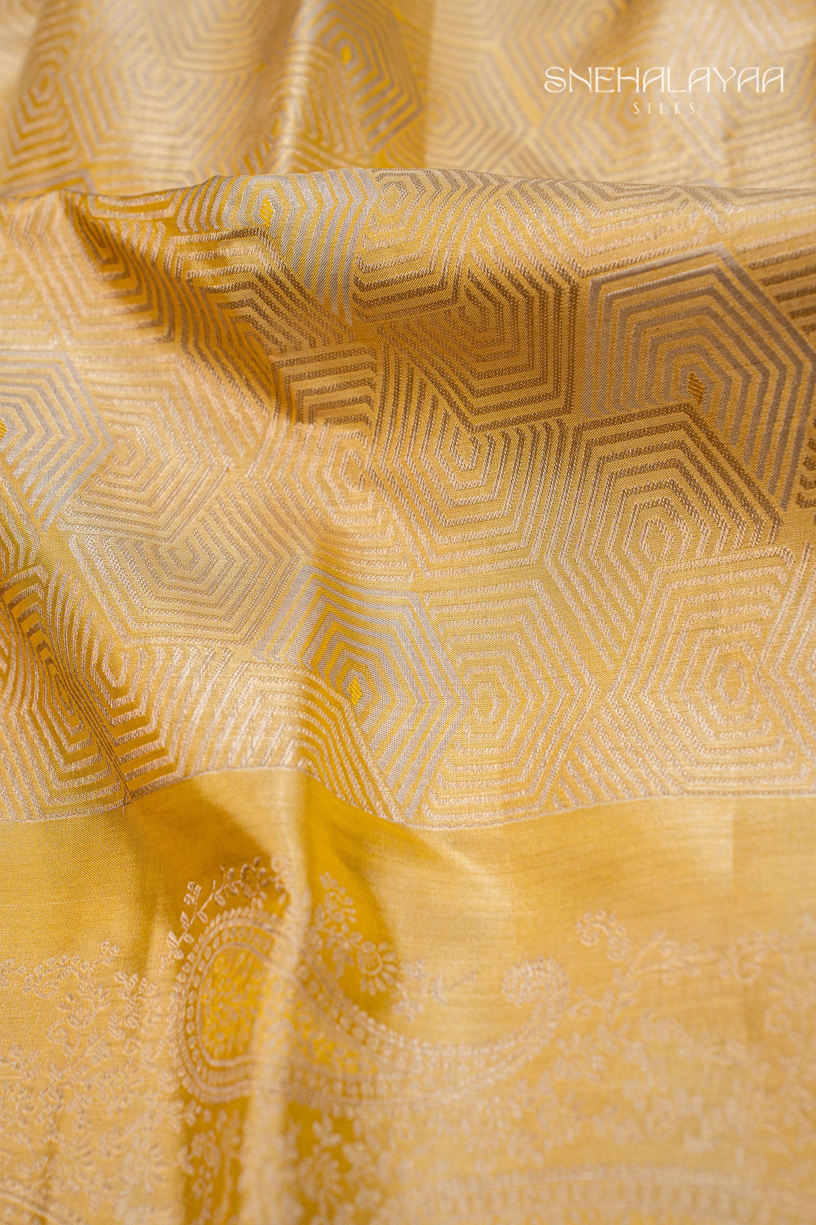 Golden Yellow Kancheevaram Silk Saree