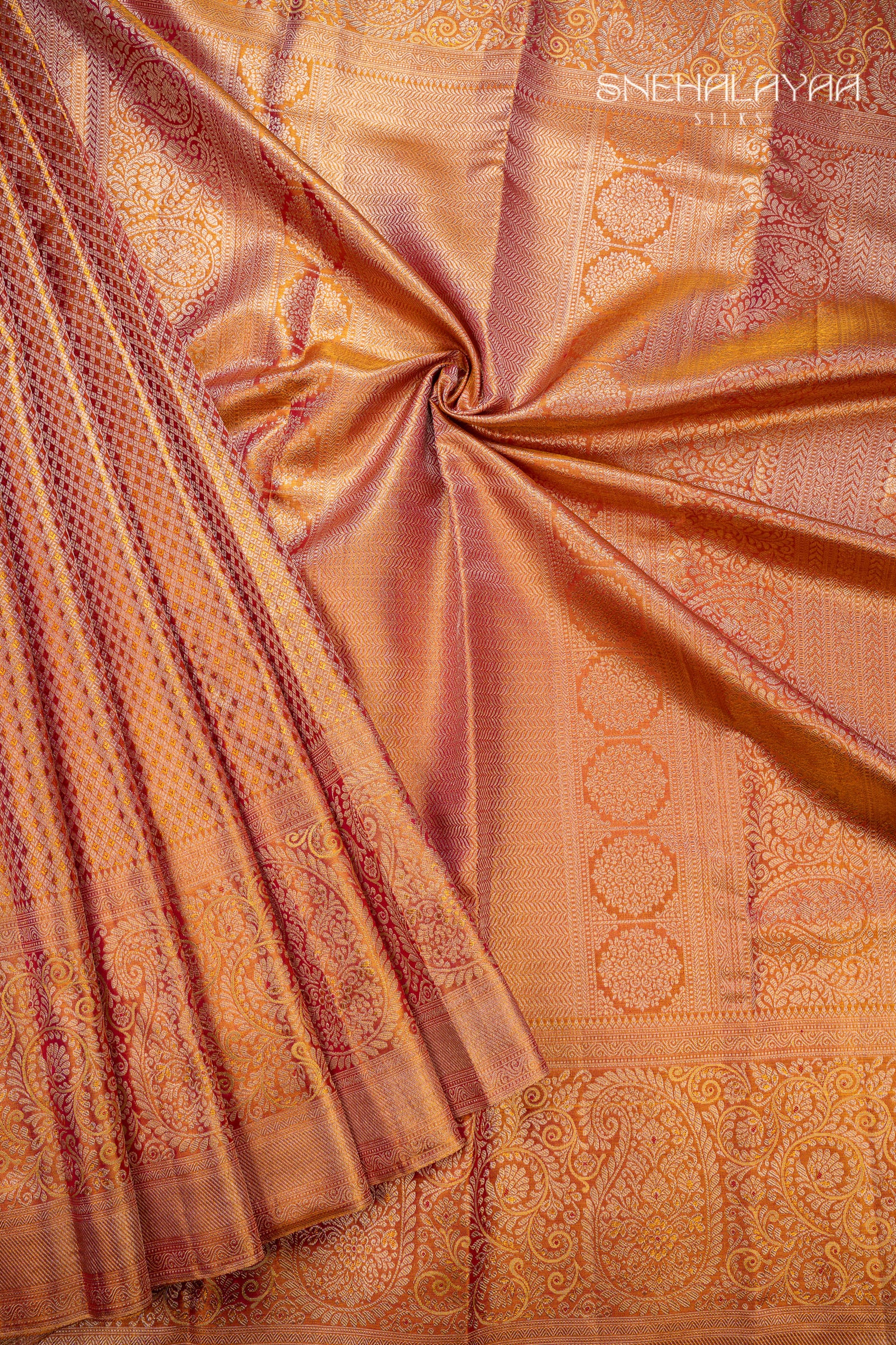 Dual Tone Kancheevaram Silk Saree