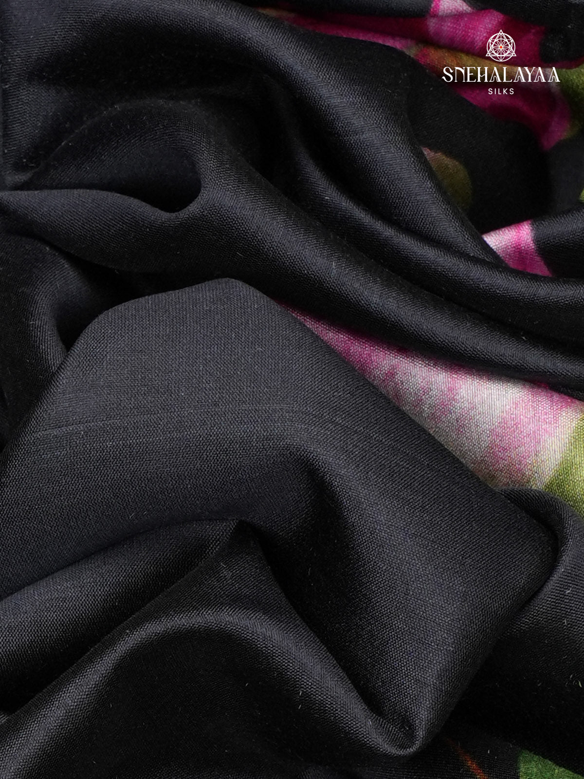 Black Chiniya Silk Saree