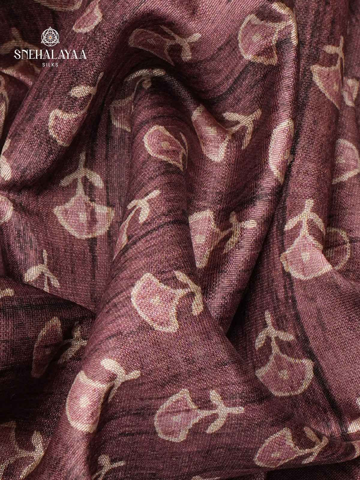 Brown Tussar Embroidery Saree