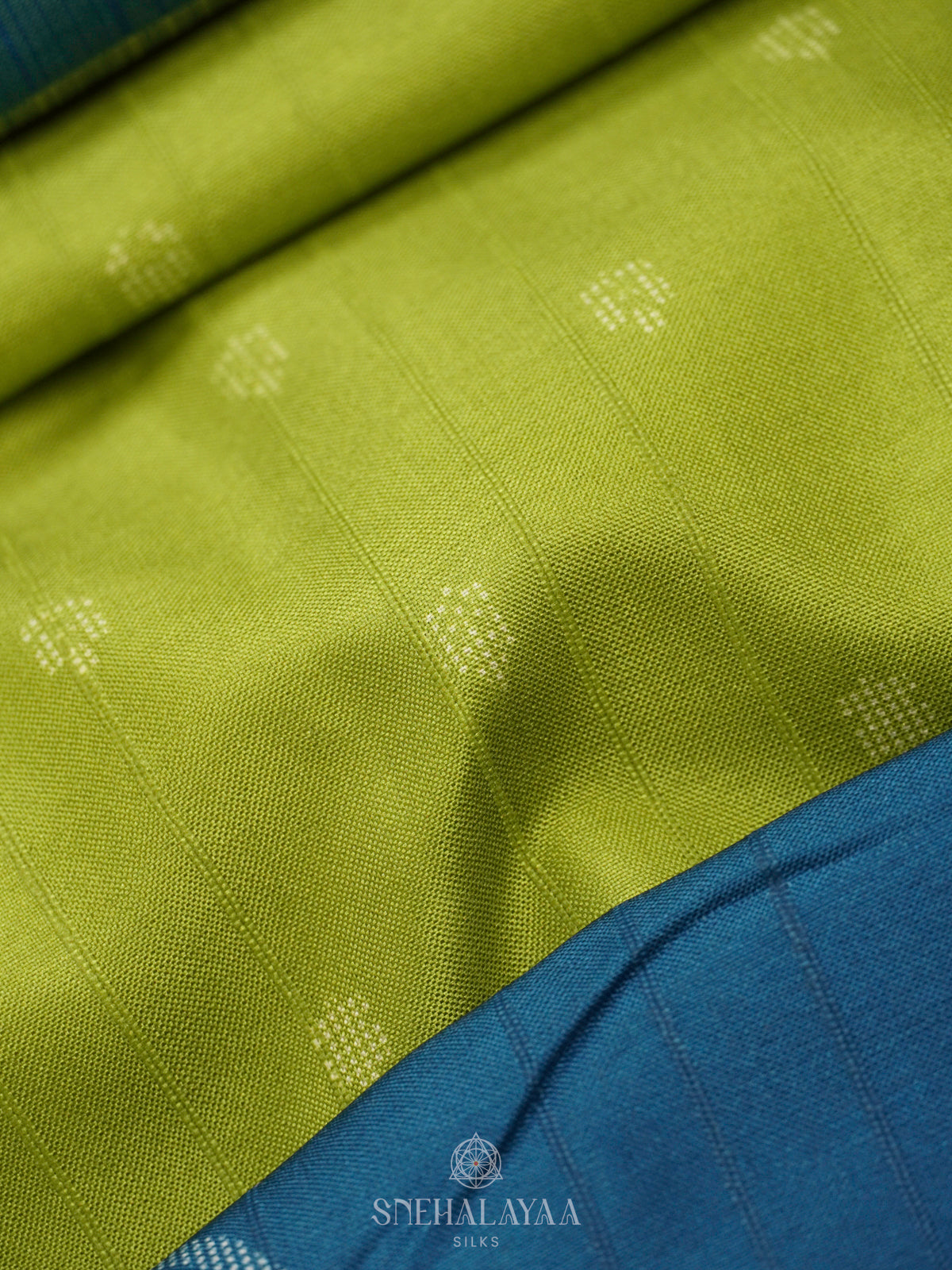 Lime Green Tussar Saree