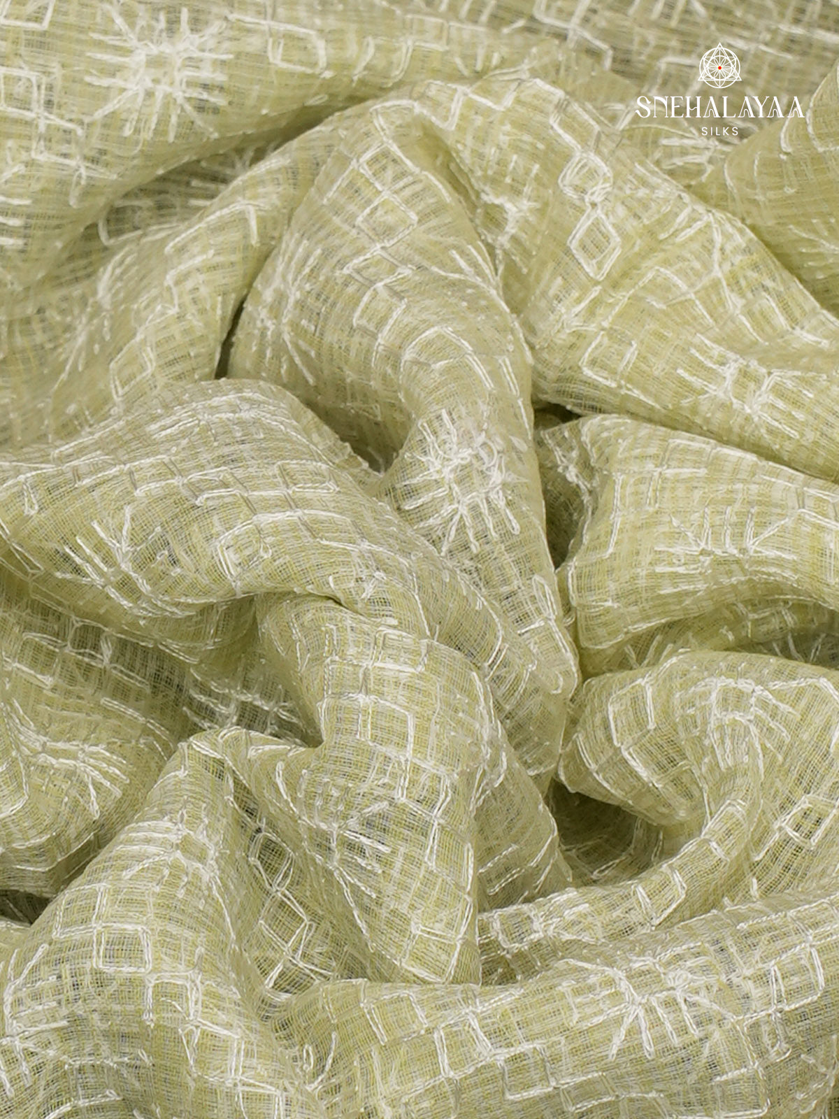 Soft Green Kota Embroidery Saree