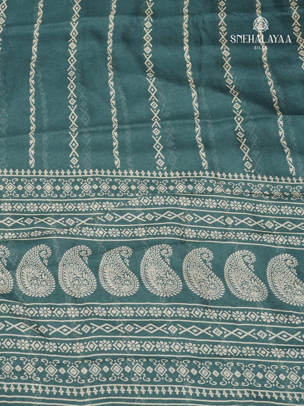 Pastel Blue Printed Matka Saree