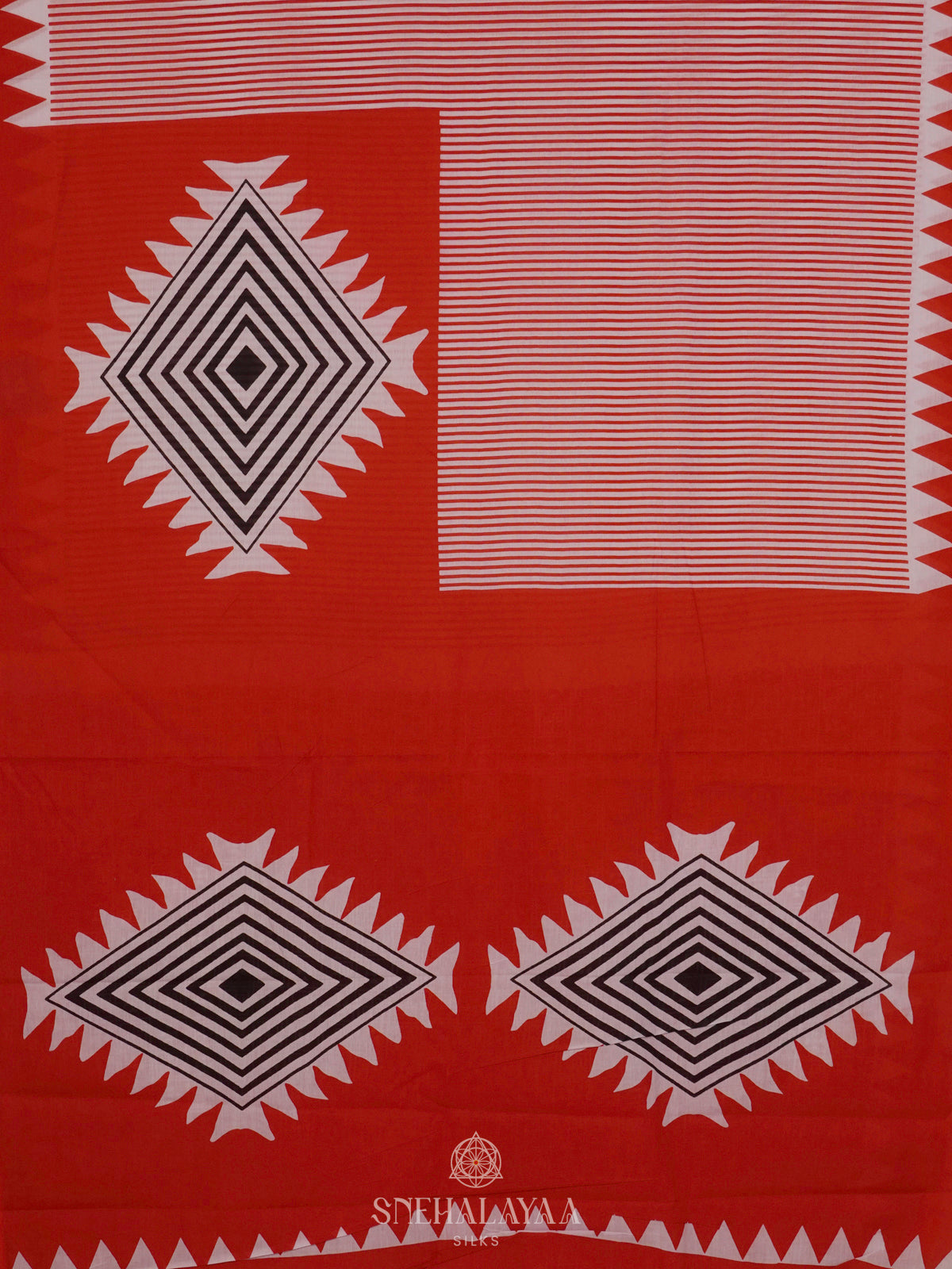 Red Jaipur Cotton Saree