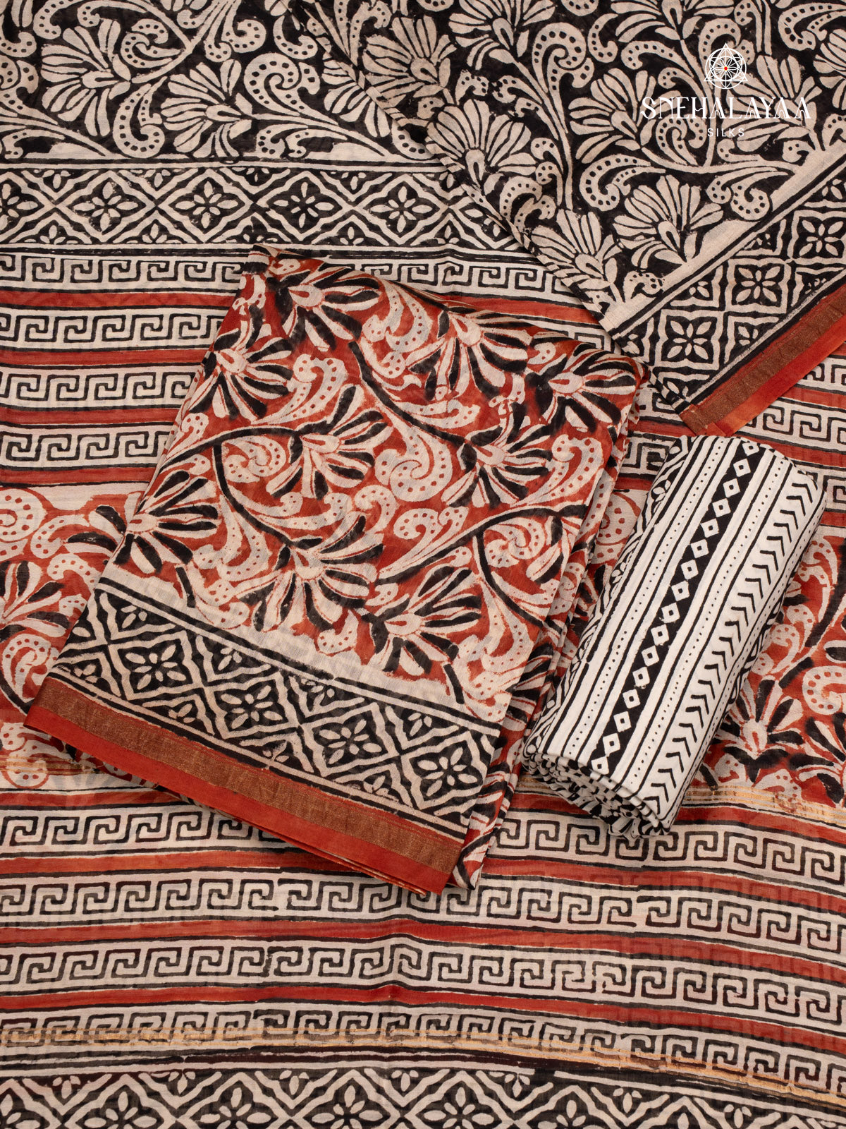 Peach Pink Chanderi Cotton 3-Piece Salwar Suit Material