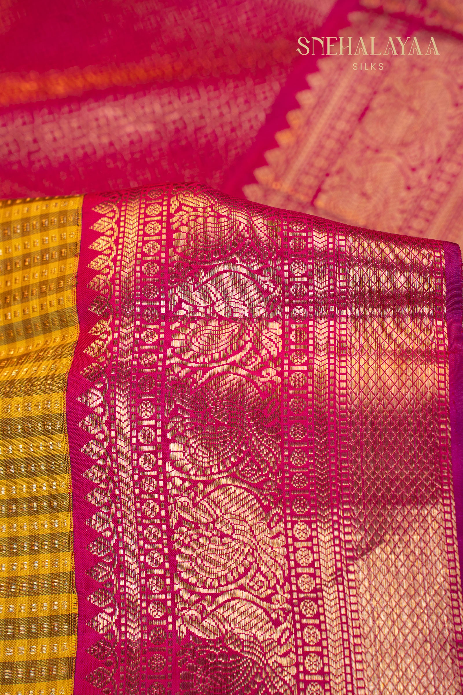 Mustard Yellow Kancheevaram Silk Saree