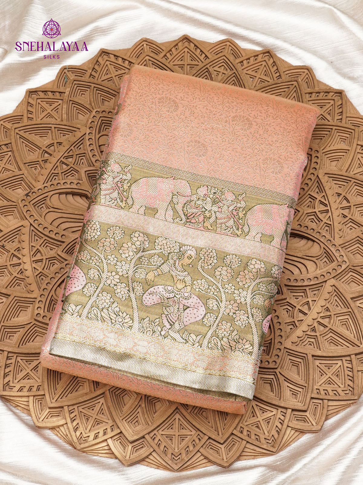 Peach Art Silk Saree