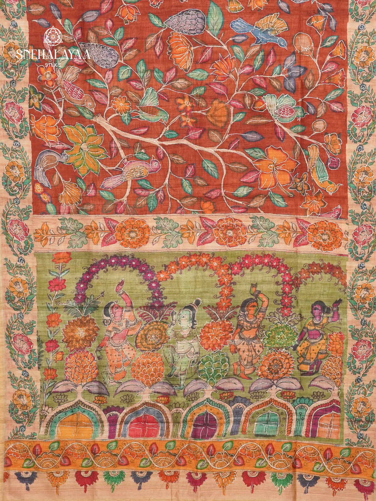 Maroon Munga Tussar Saree