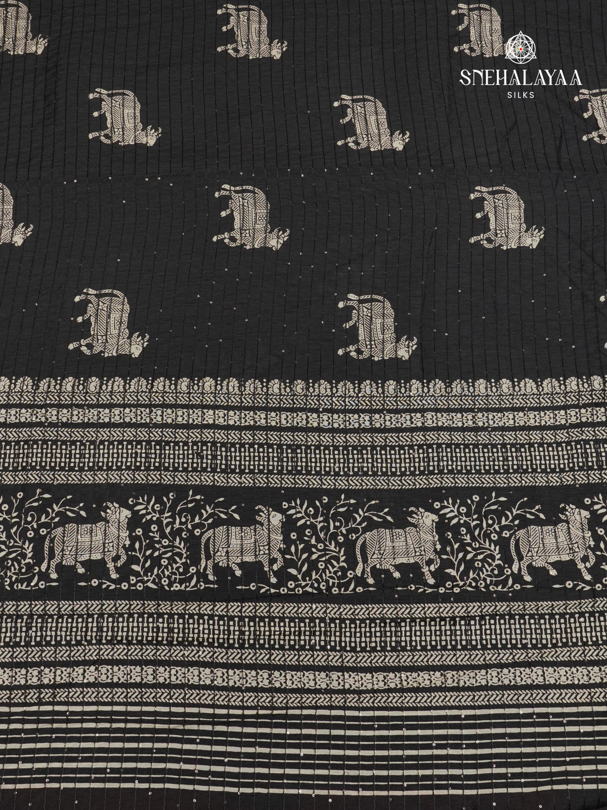 Black Dola Silk Saree