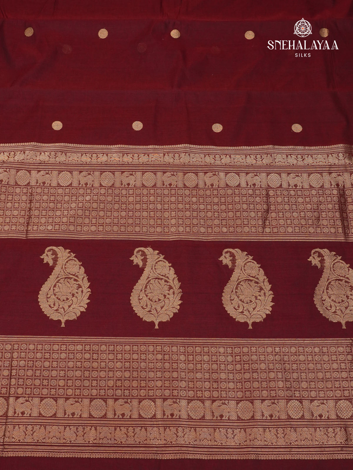 Maroon Pure Kanchi Cotton Saree