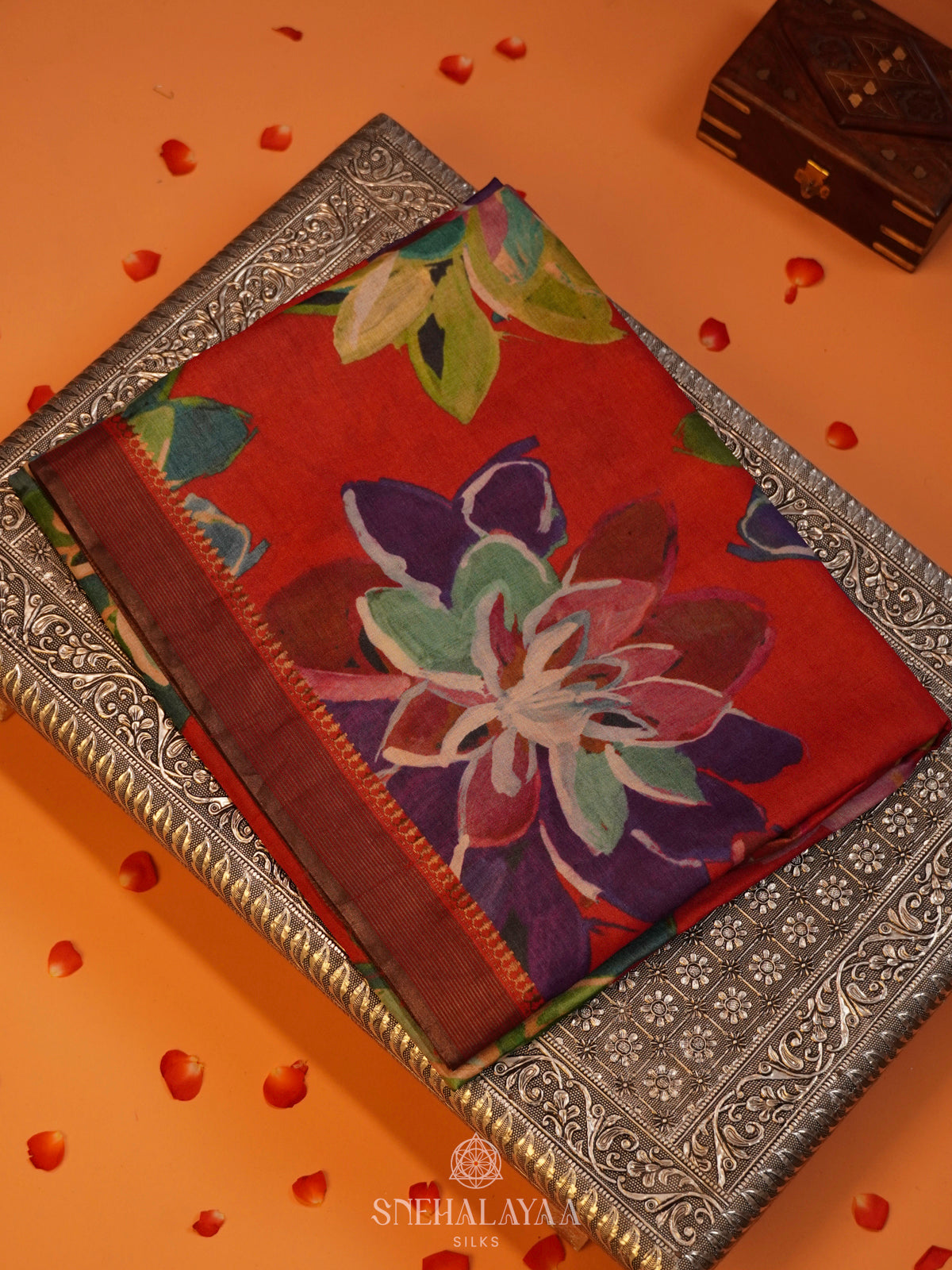 Red Tussar Saree