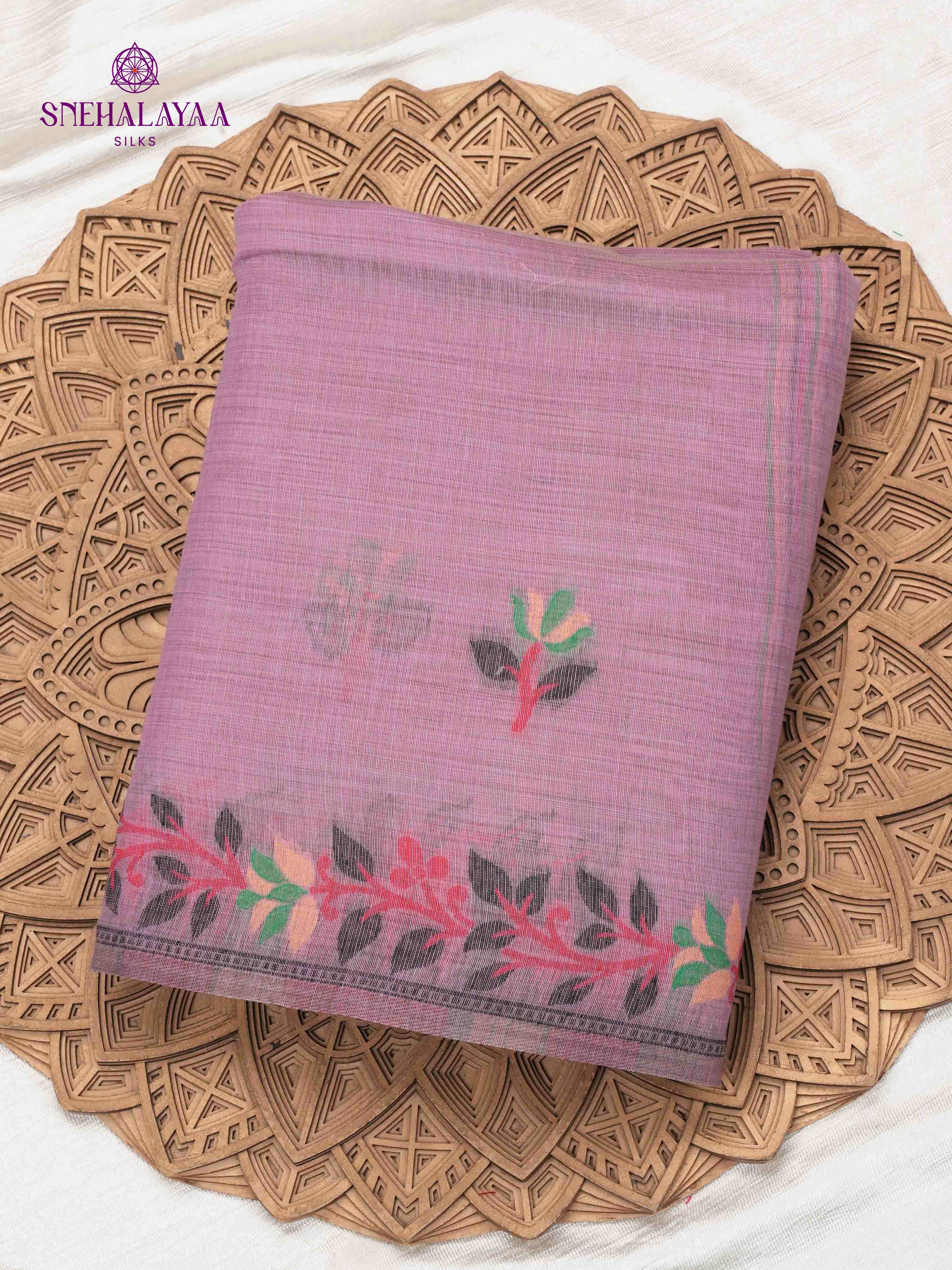 Lavender Munga Cotton Saree