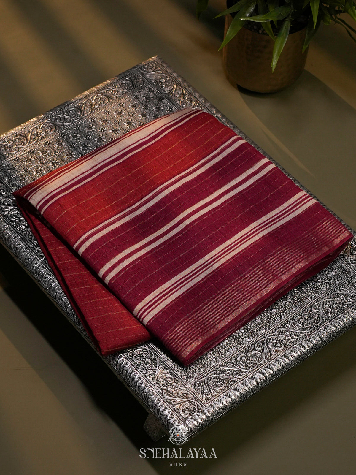 Maroon Chanderi Saree