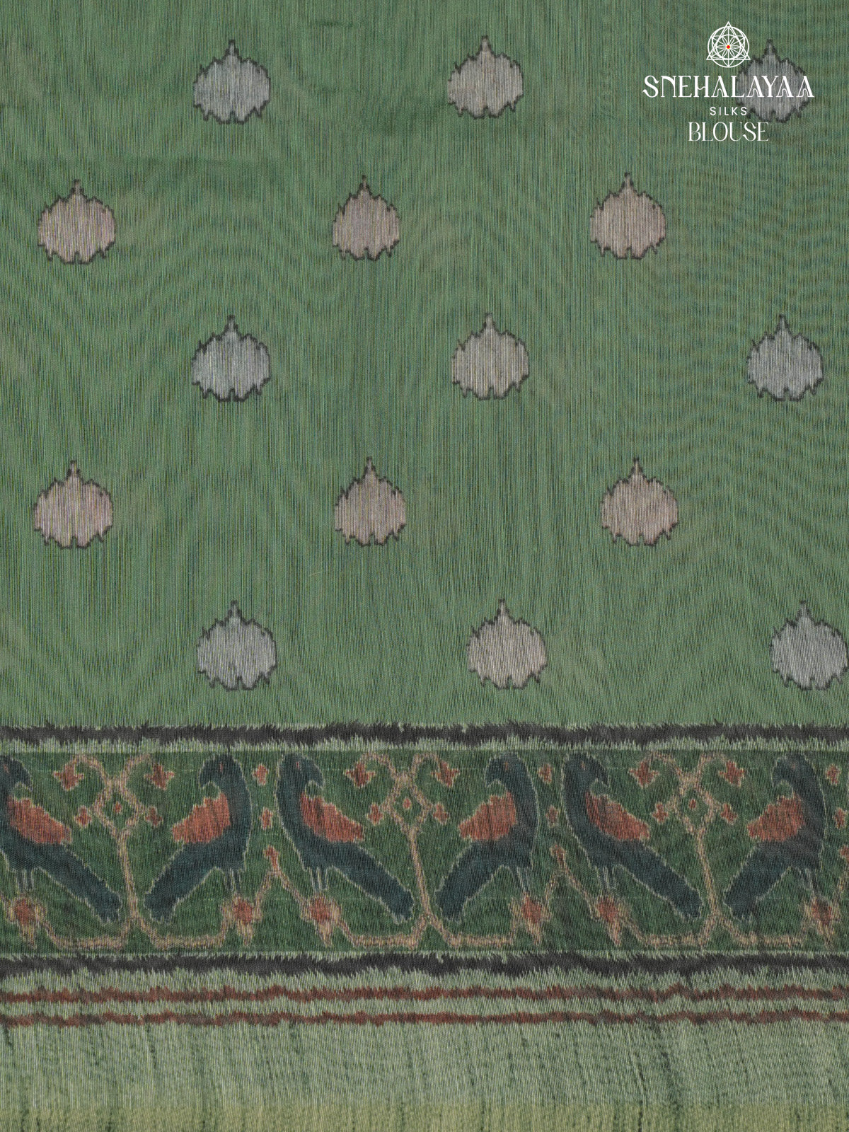 Bottle Green Linen Embroidery Saree