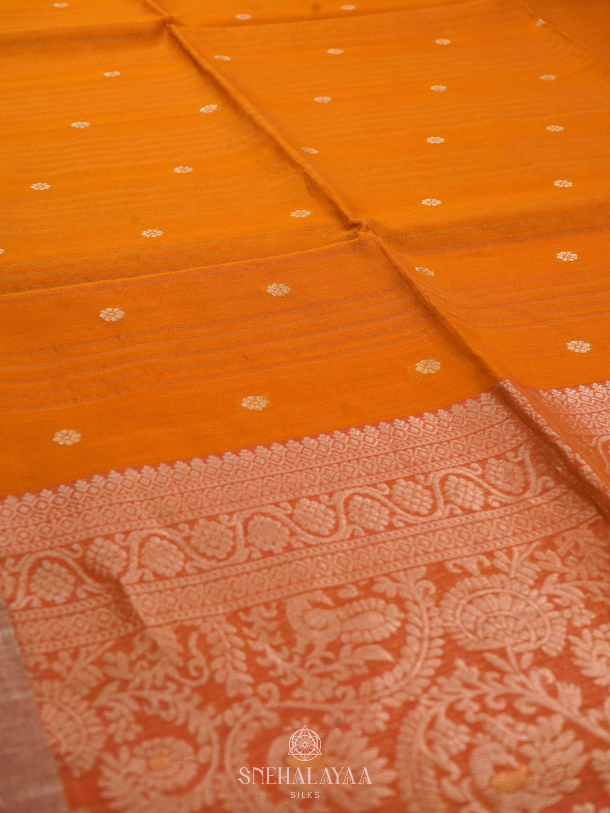 Mango Yellow Kora Silk Cotton Saree