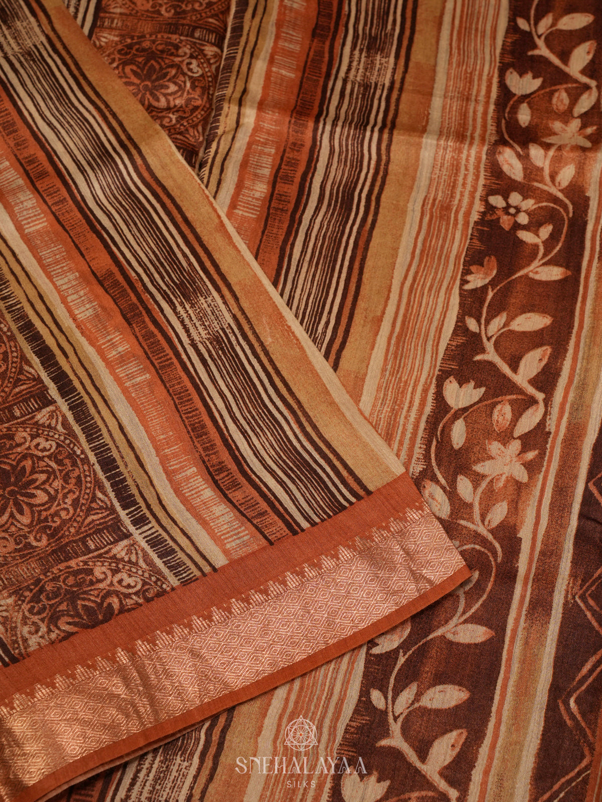 Rust orange Chanderi Saree
