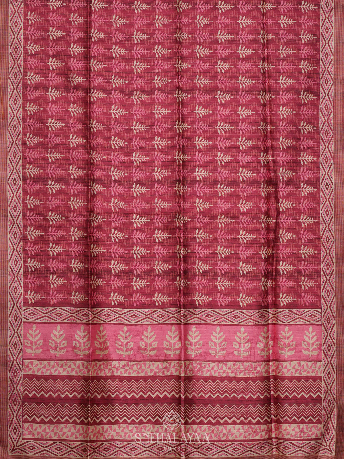 Maroon Tussar Saree