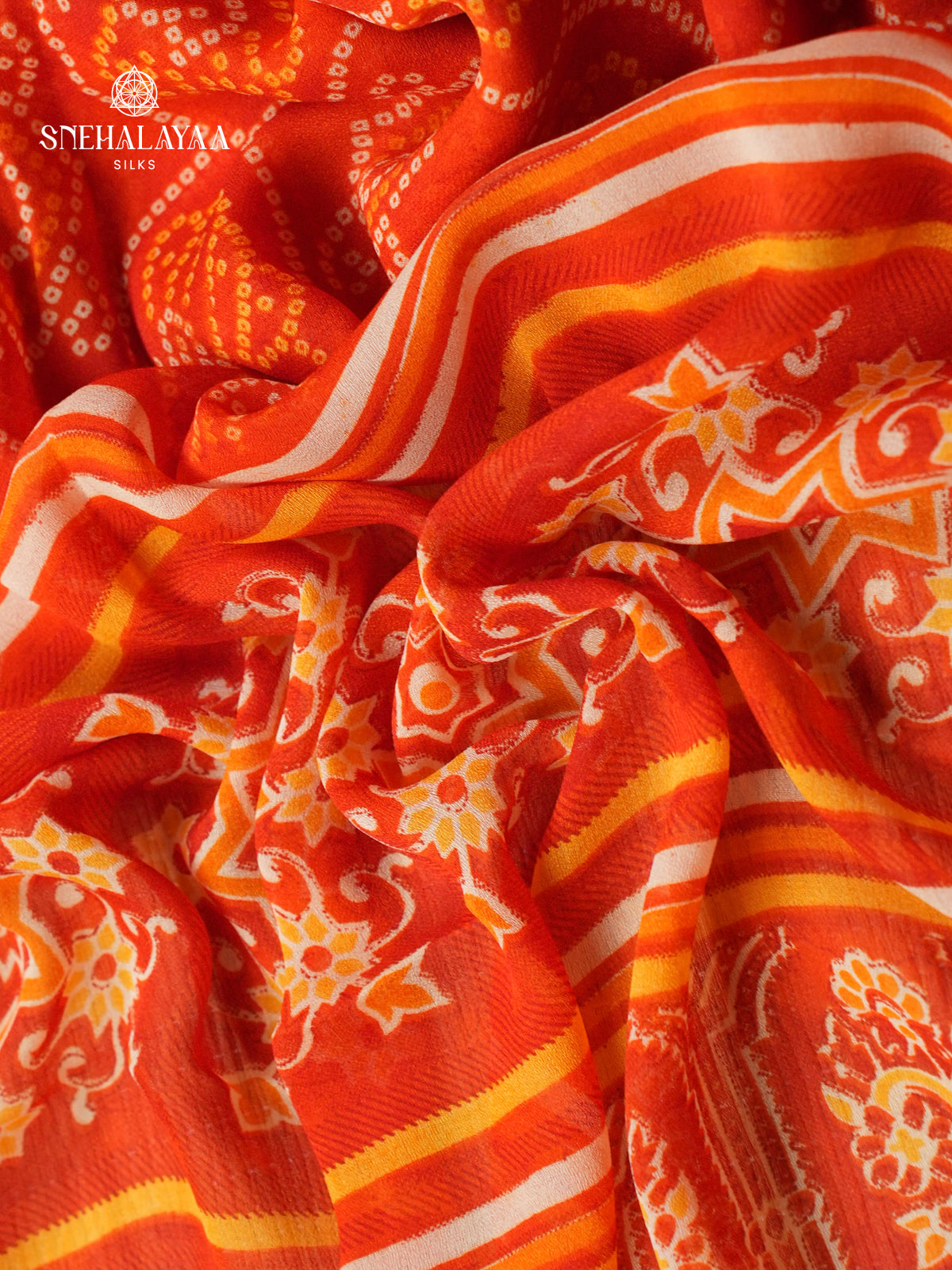 Rust Orange Chiffon Saree