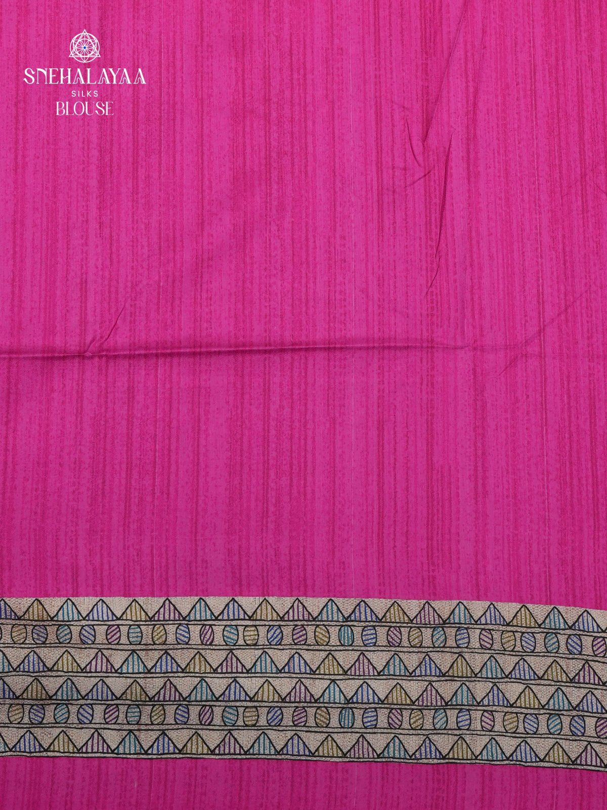 Beige with Pink Border Madhubani Saree