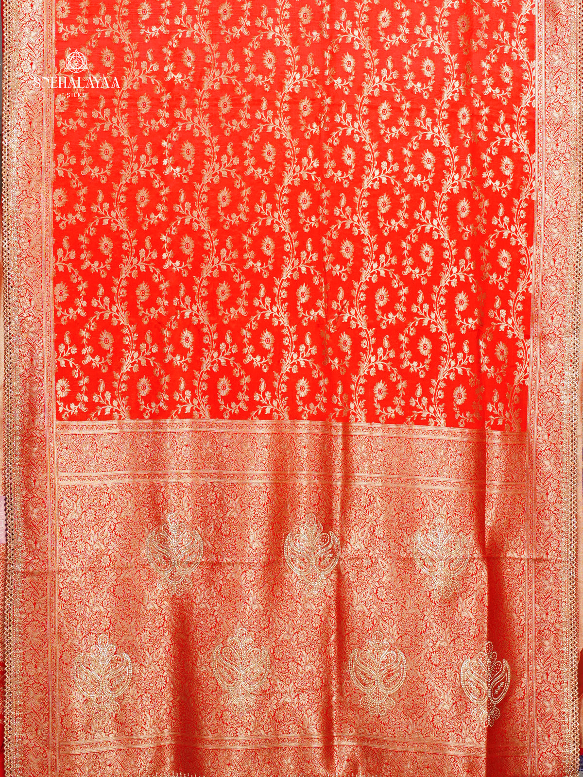 Rust Orange DEsigner Saree