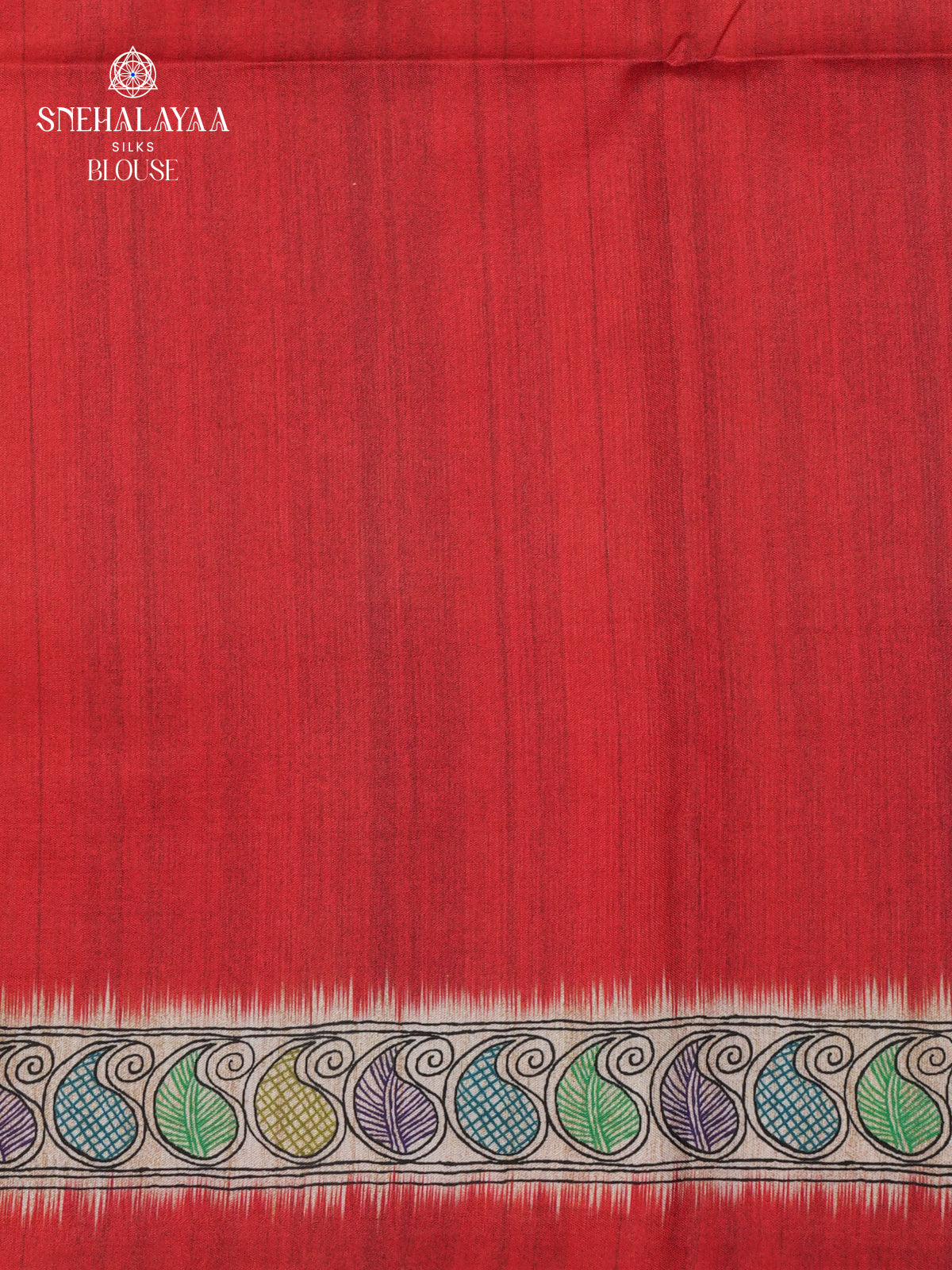 Red Madhubani Printed Saree