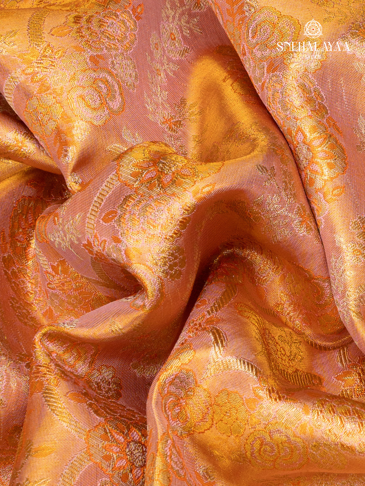 Saffron Kanjivaram Silk Saree