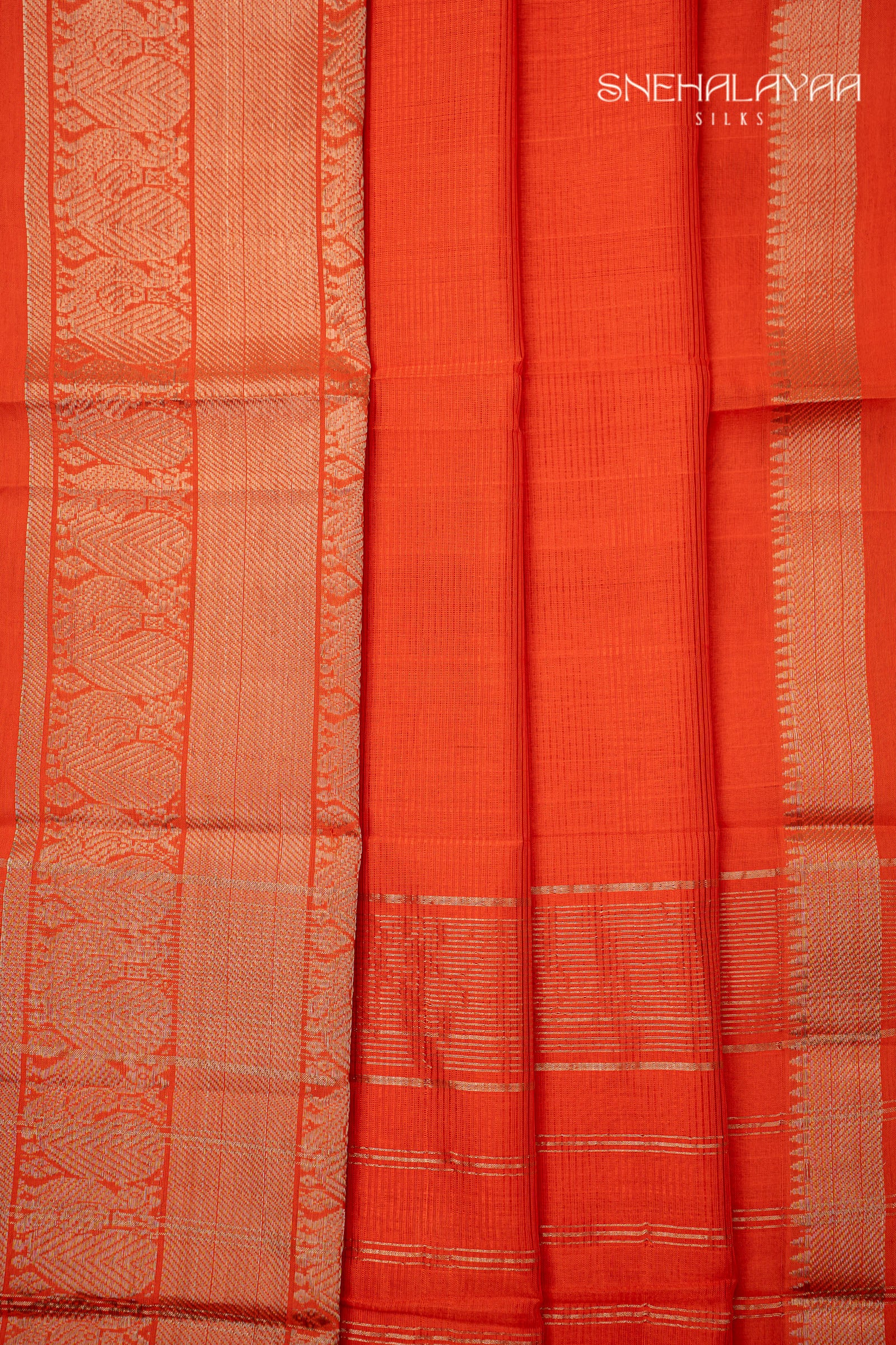 Orange Mangalgiri Silk Saree