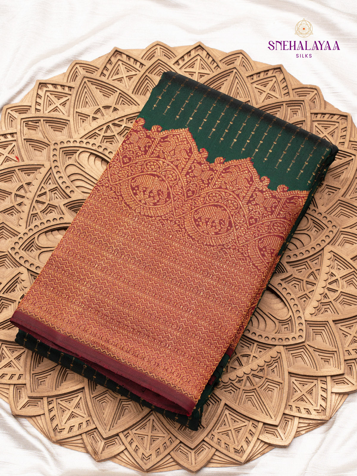 Bottle Green Kanjivaram Silk Saree