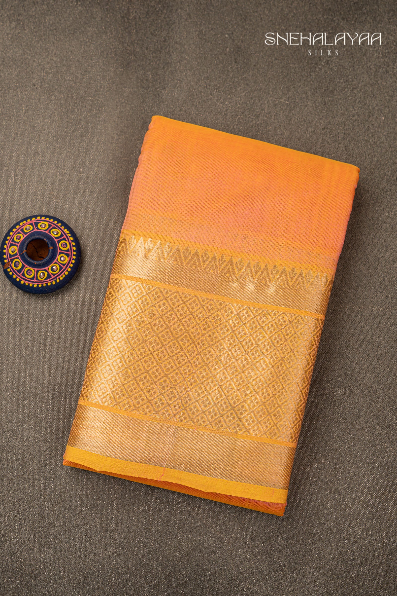 Peach Pink Mangalgiri Silk Saree