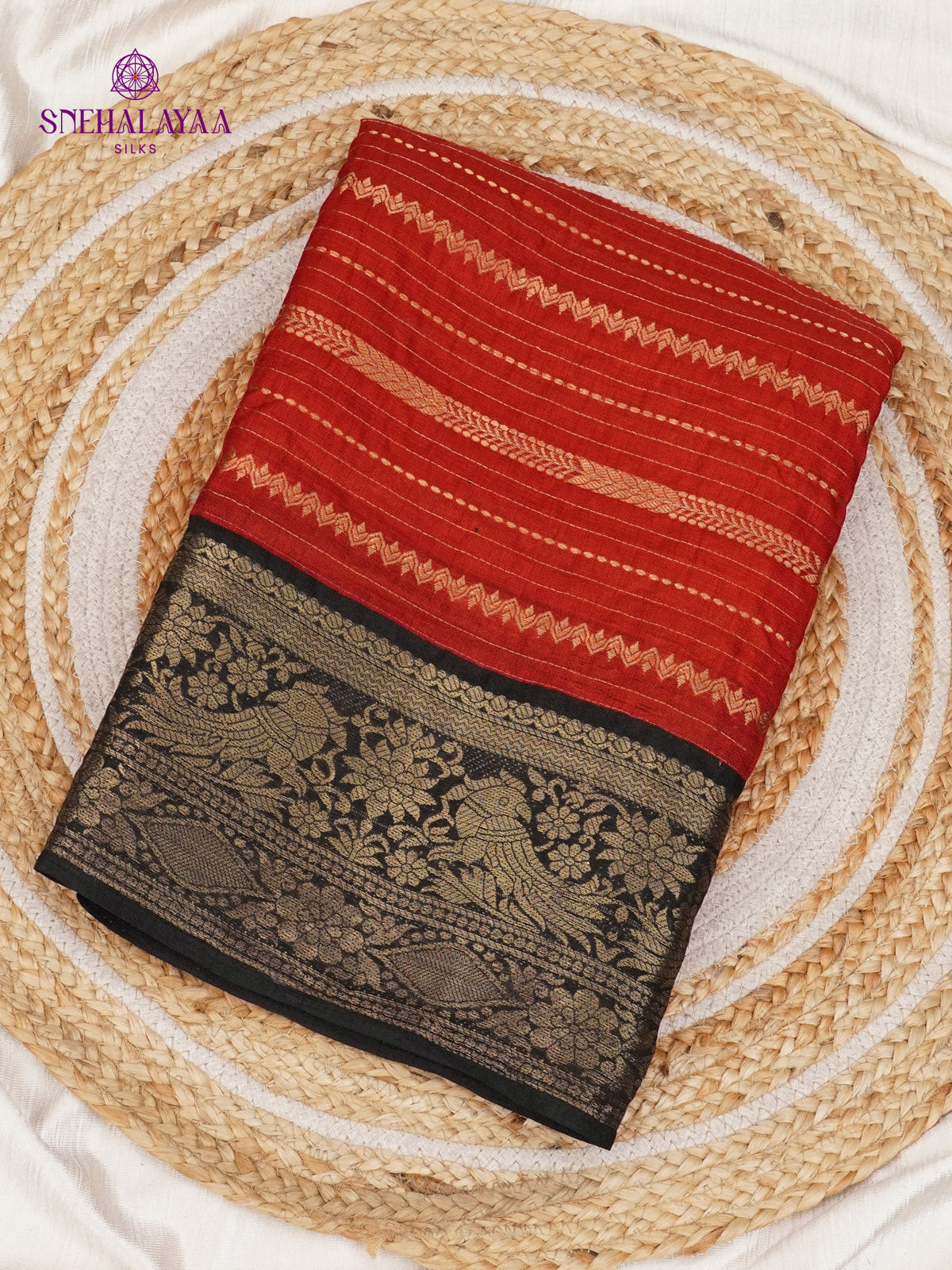 Rust Orange Dola Silk Saree