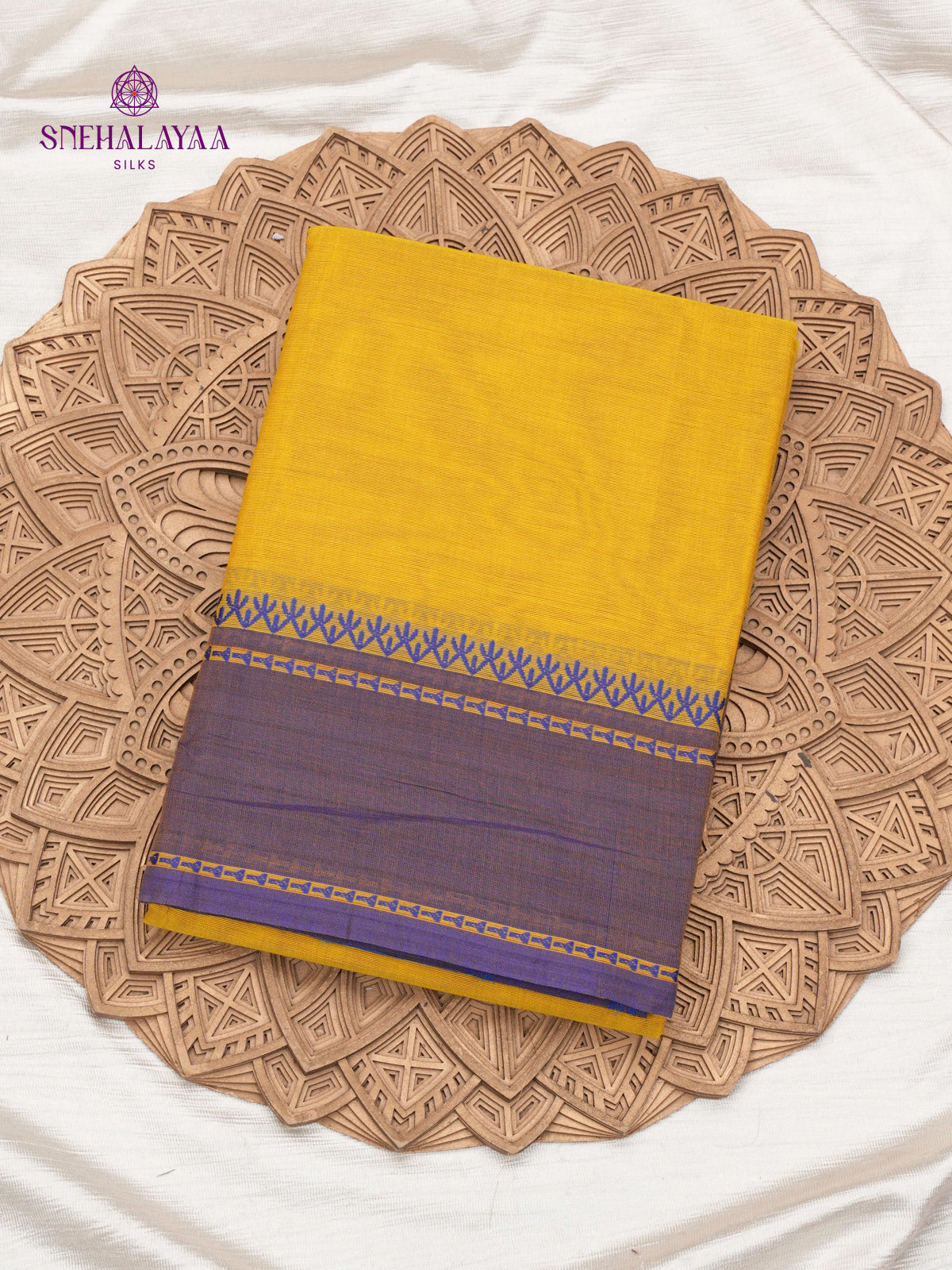 Mustard Yellow Chettinad Cotton Saree