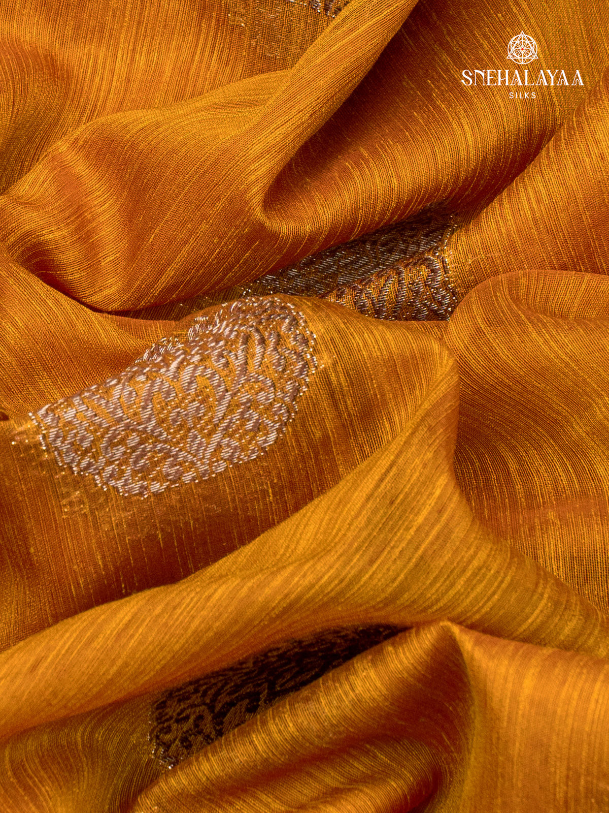Rust Orange Banaras Jute Saree