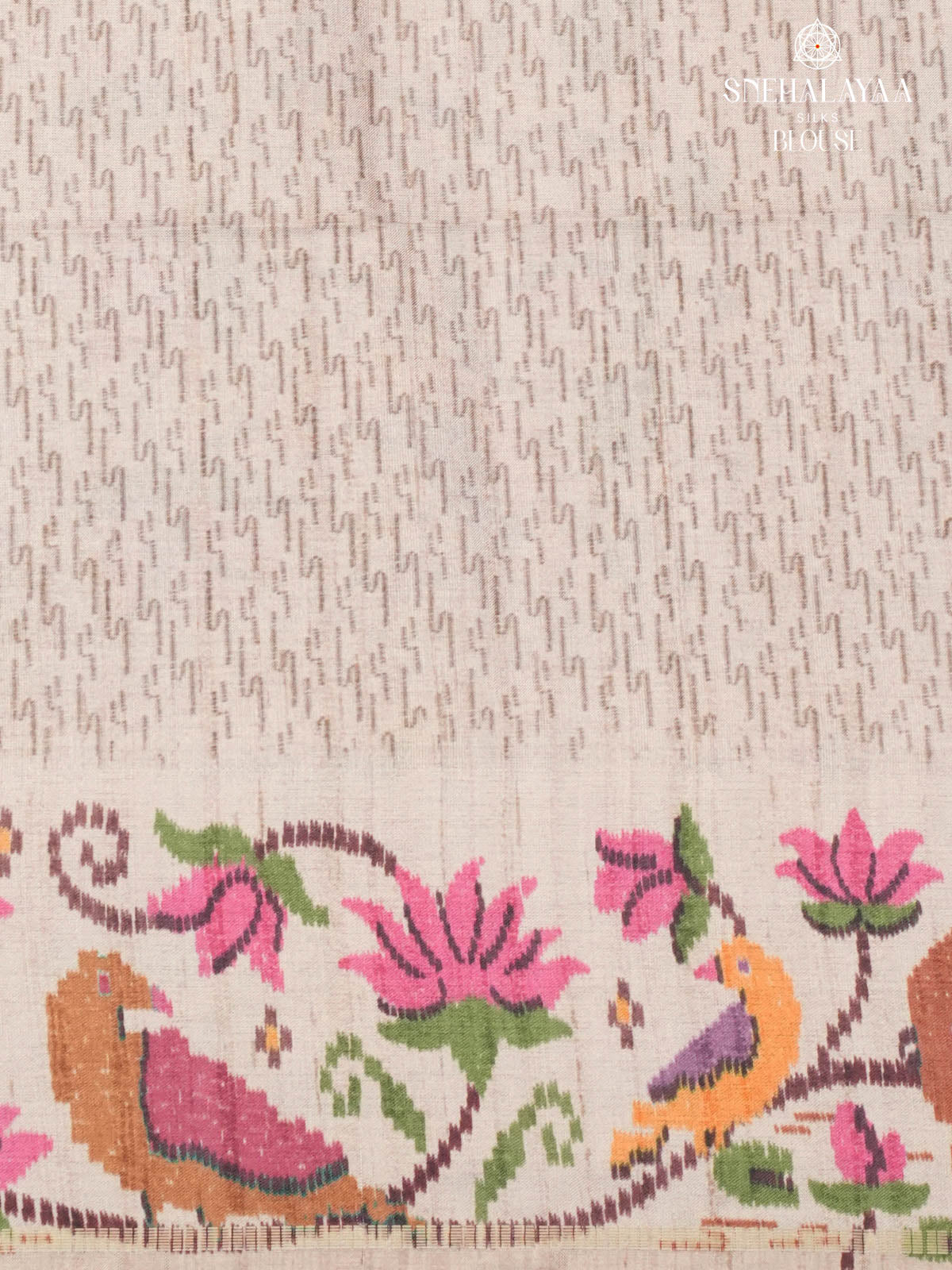 Purple Floral Printed Tussar Saree