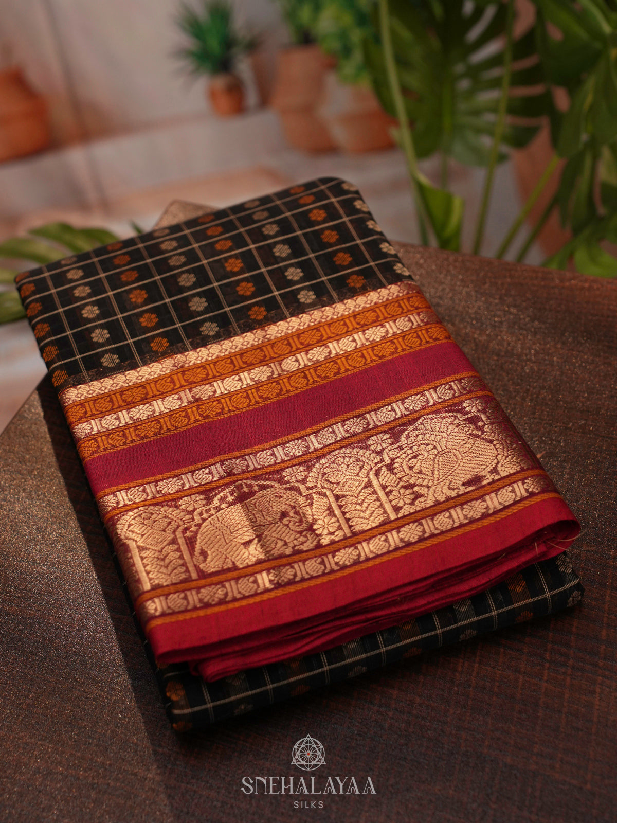 Black Kanchi Cotton Saree