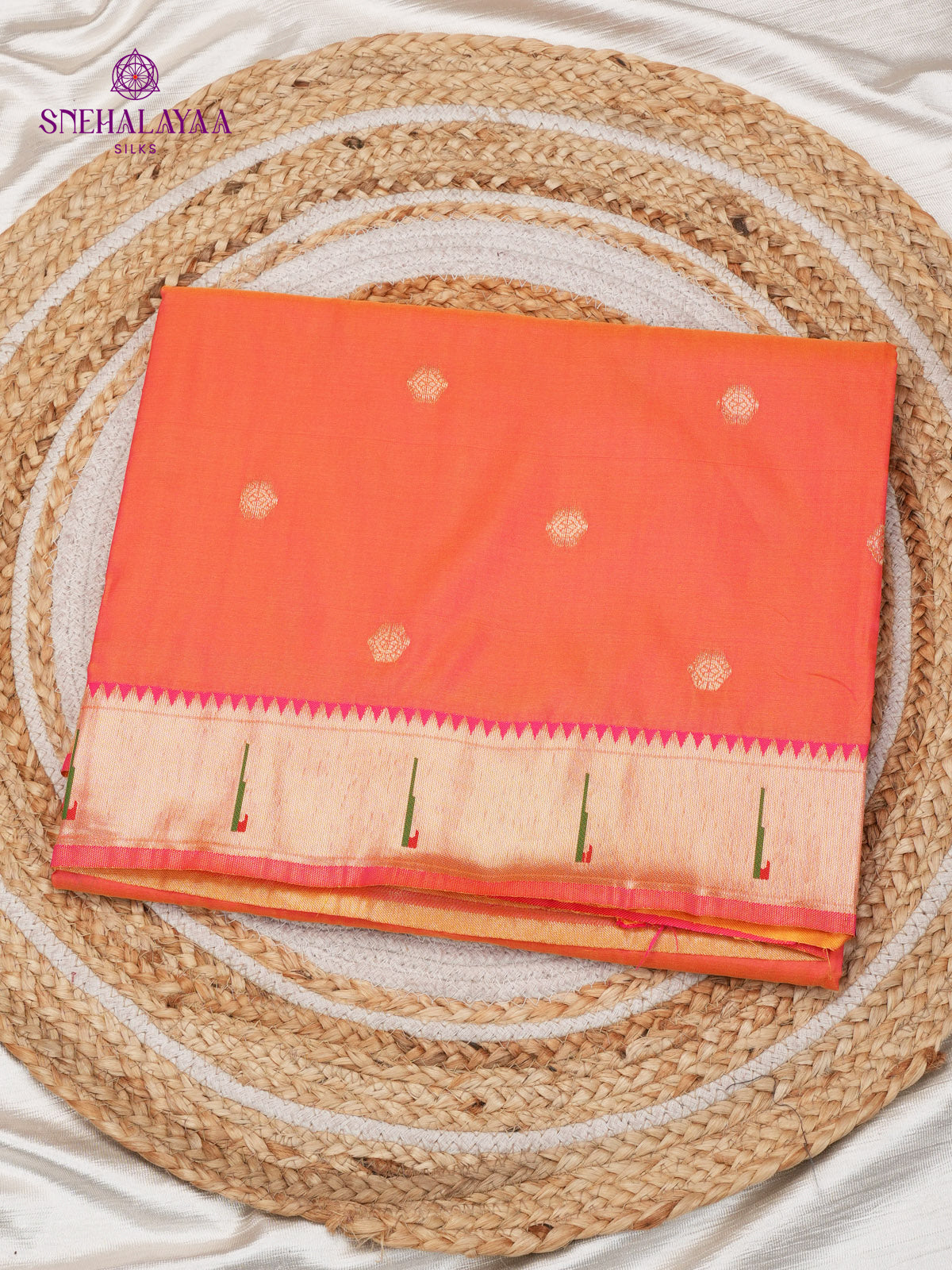 Rust Orange Banaras Paithani Saree