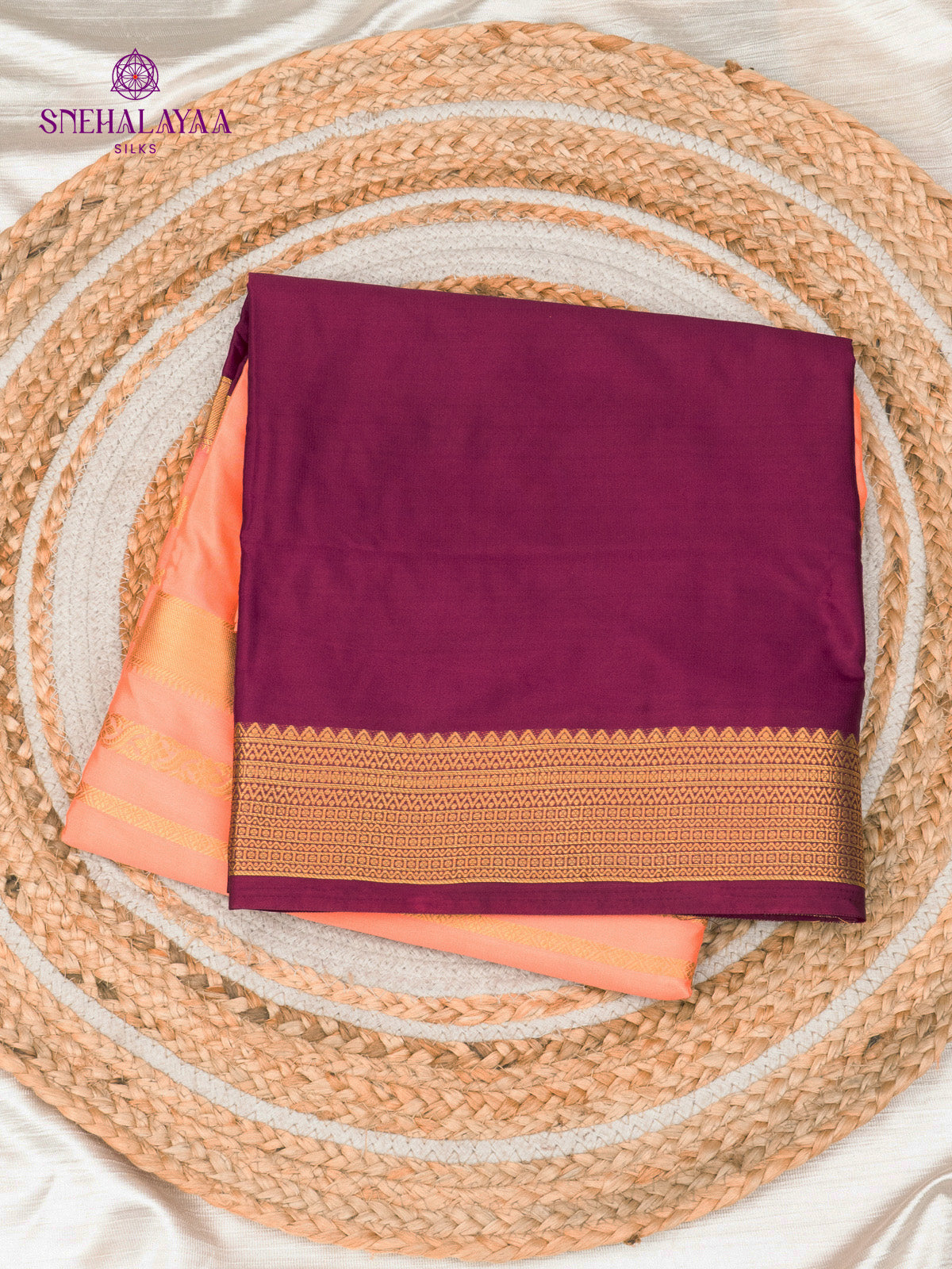 Peach Mysore Silk Saree
