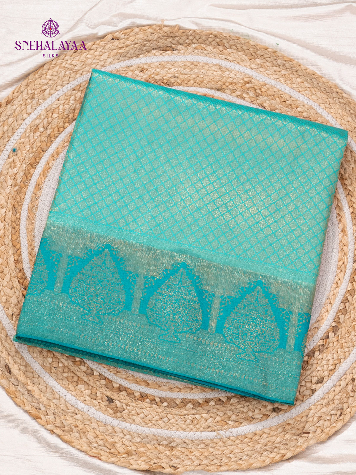 Turquoise Green Soft Silk Saree