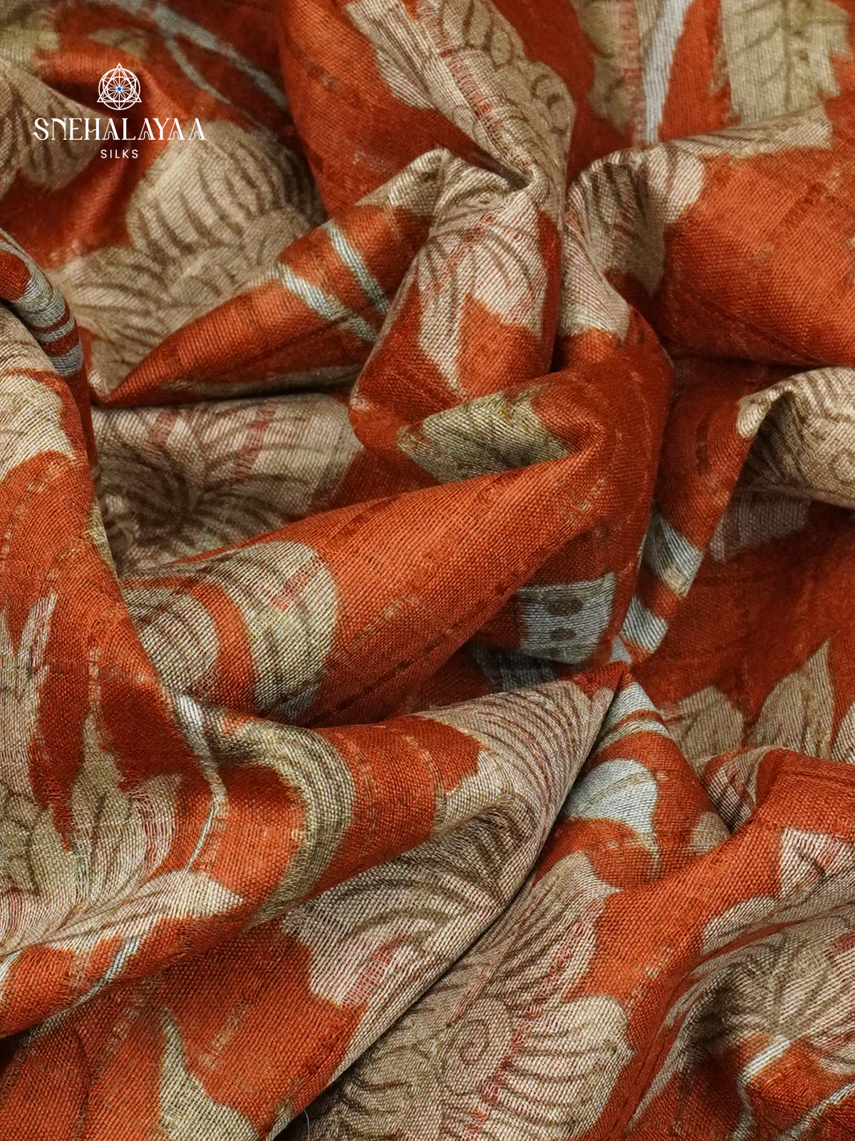 Orange Bamboo Silk Saree