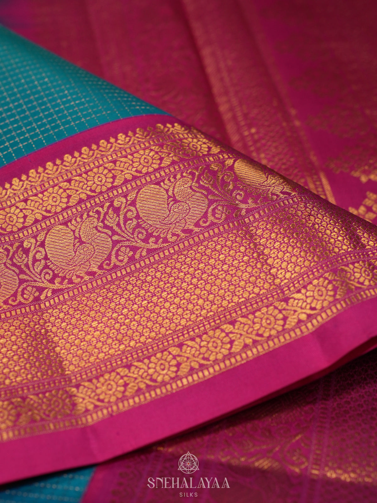 Peacock Blue Kanjivaram Silk Saree