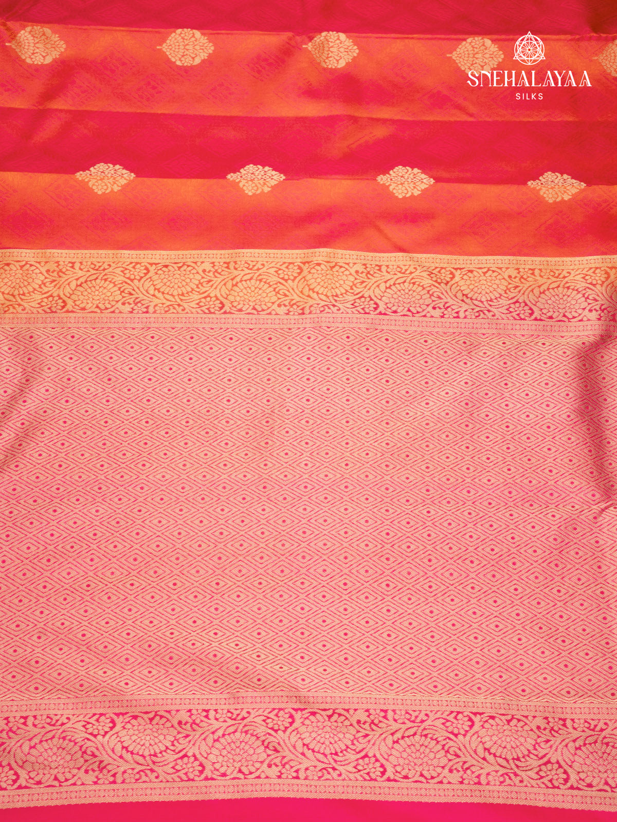 Sunset Orange Kanjivaram Silk Saree